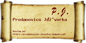 Prodanovics Jávorka névjegykártya